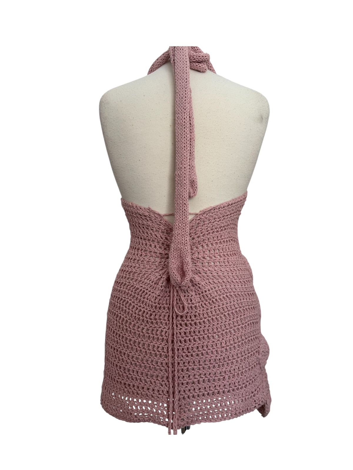 Madeira Open-Stitch Crochet Dress - Dusty Rose