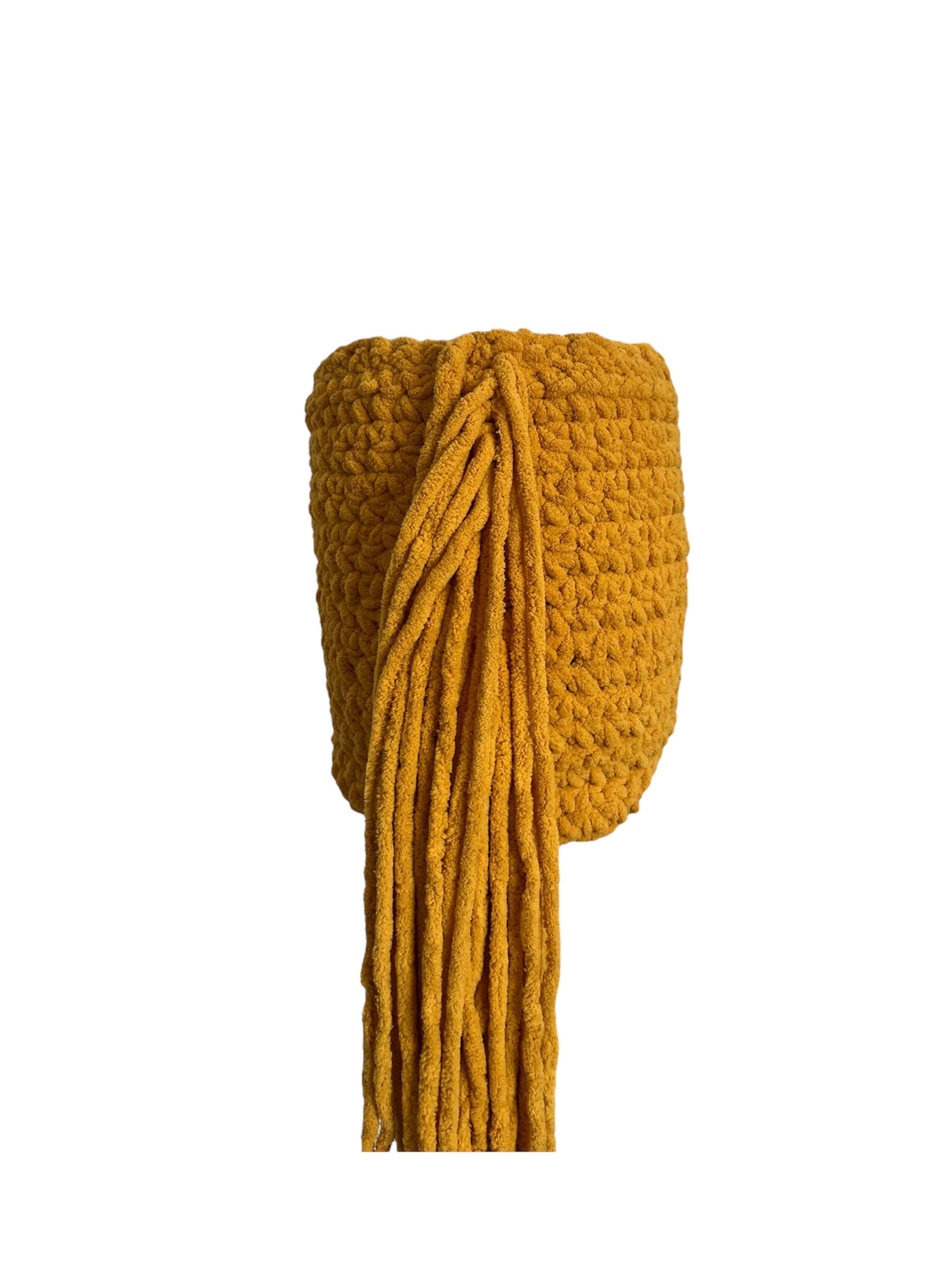 Jenniva Fluff Crochet Skirt with Tassels - Mustard