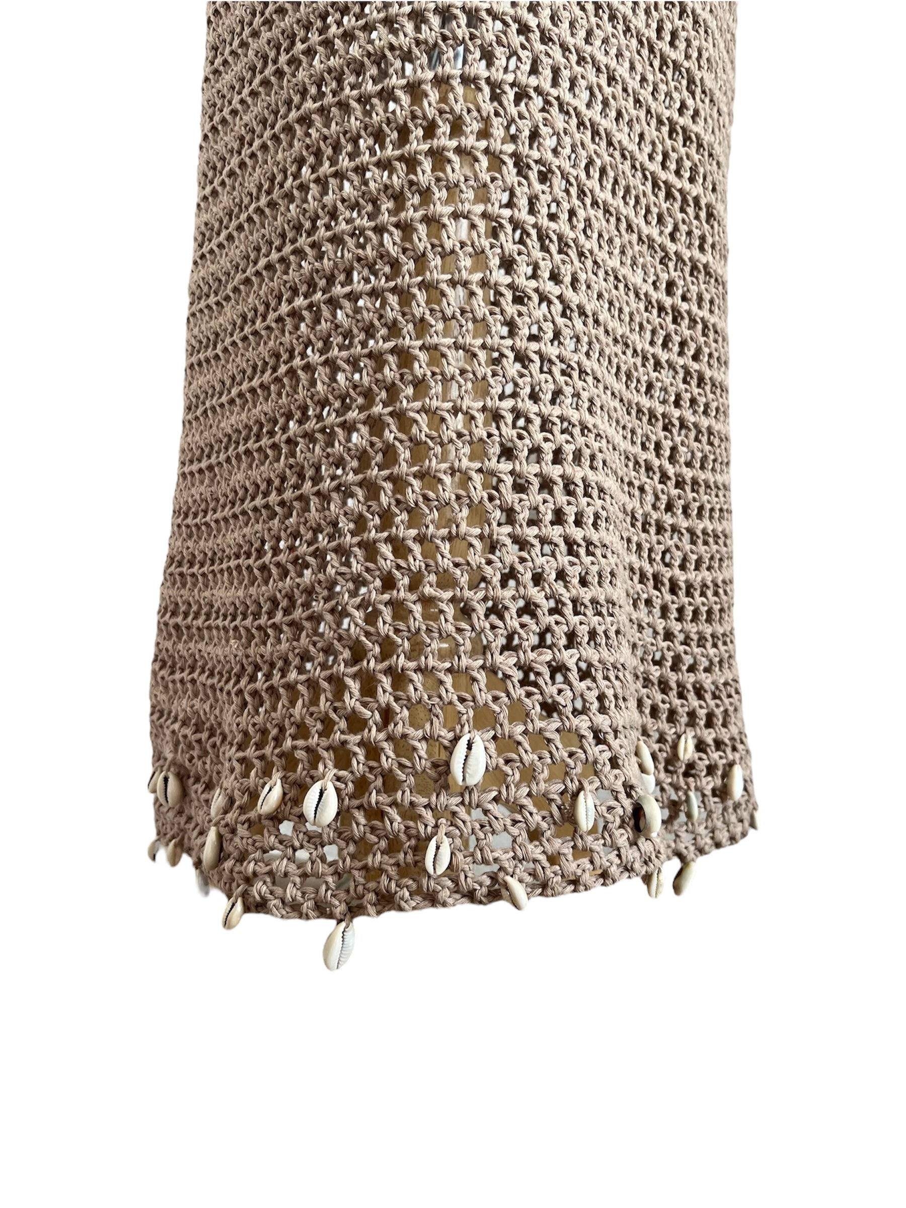 Corfu Crochet Maxi Dress with Shell Details - Taupe